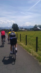 Biking past Mt. Rainier