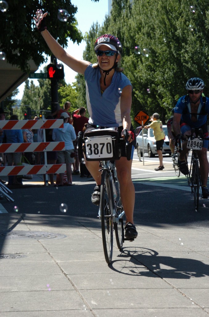 At the finish line in Portland