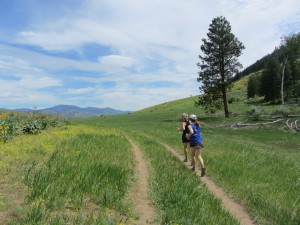 Running with a friend at the top of the Methow